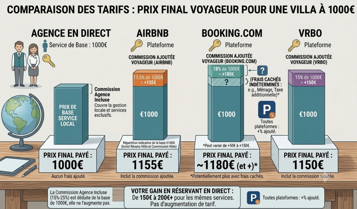 comparaison commission cout via plateforme vs direct